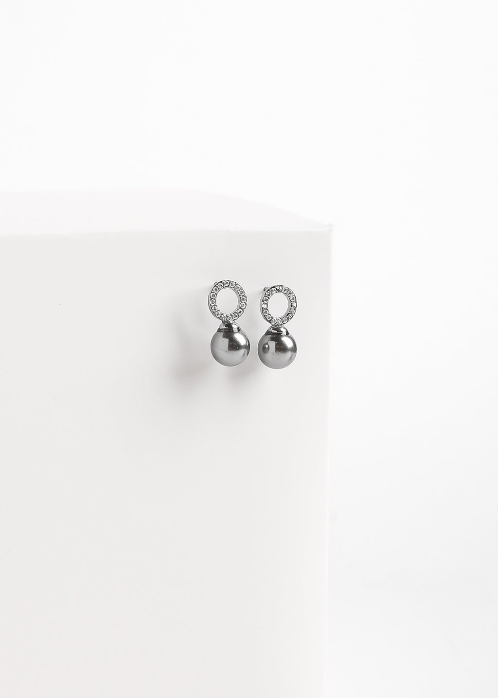 Elara Grey Pearl Halo Earrings